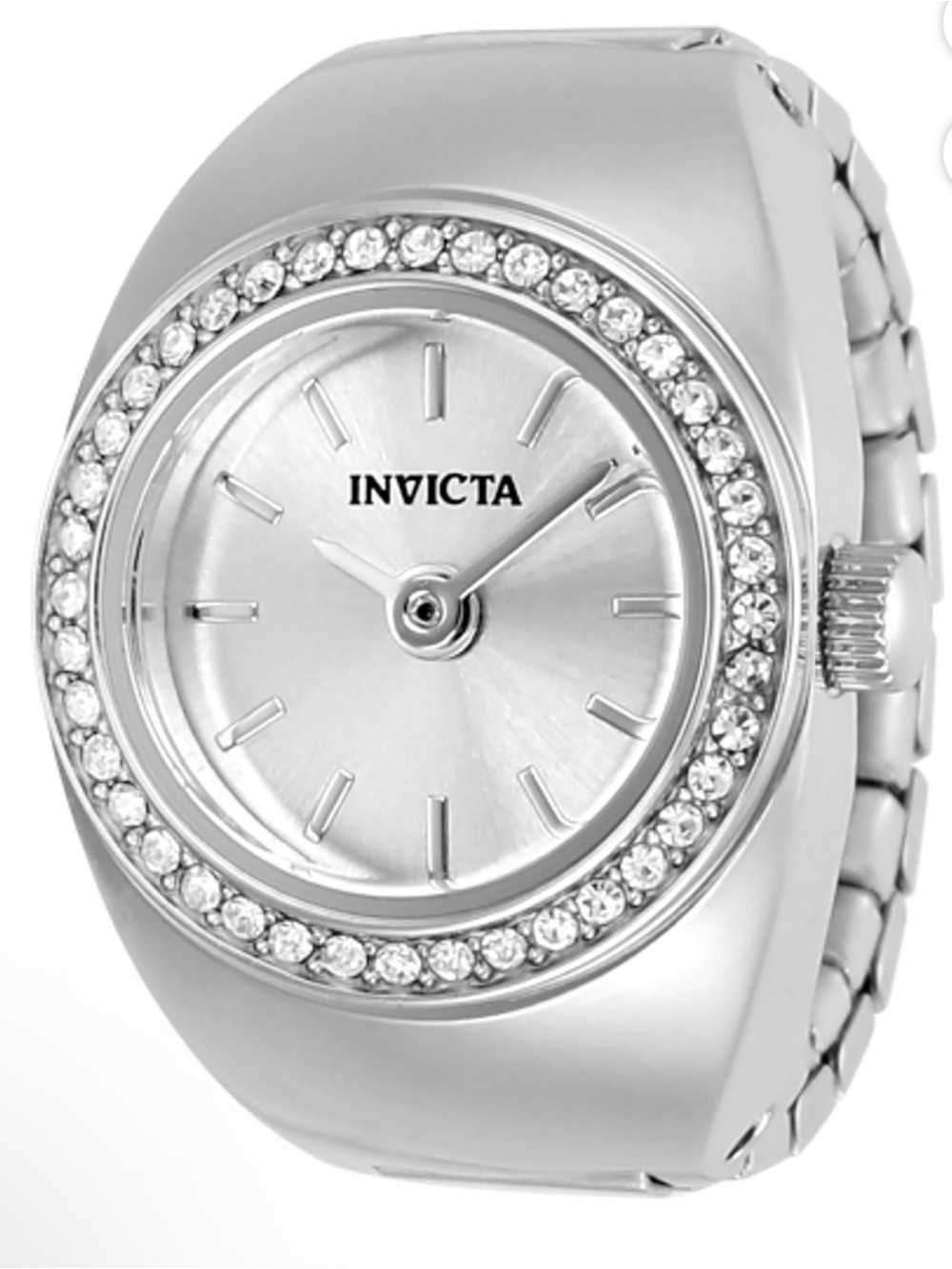 Invicta Silver-Tone Crystal Accent Ladies Ring watch model 48943
